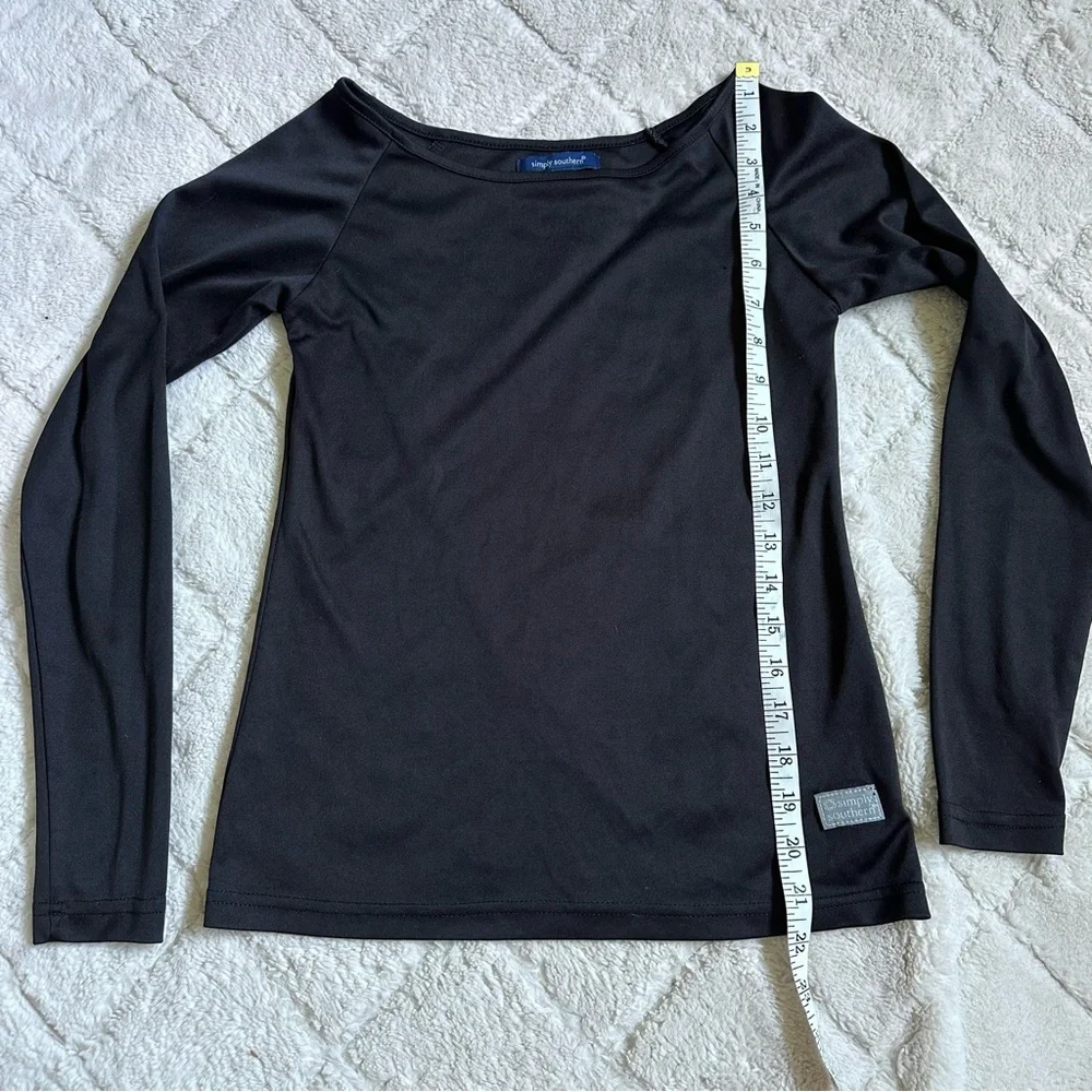 Simply Southern | Black Long Sleeve Wrap Top | Size Youth Medium